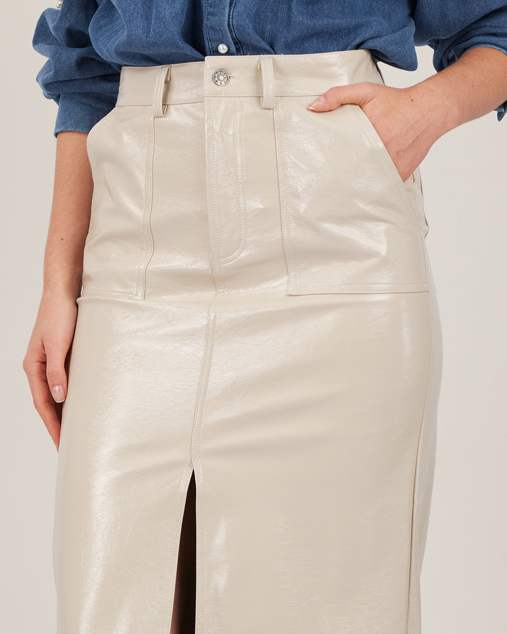 Ivory Long Skirt Pockets