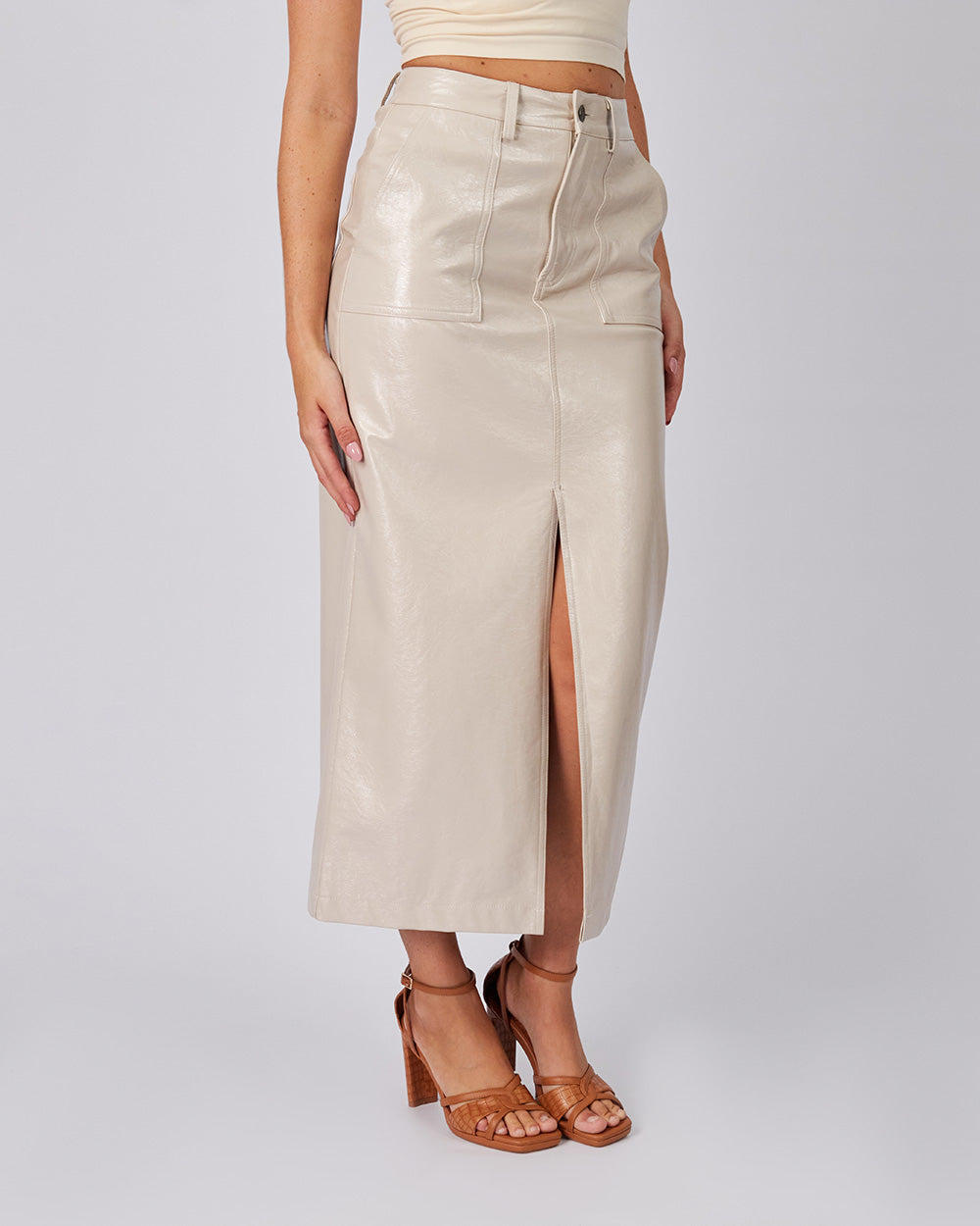 Ivory Long Skirt Pockets