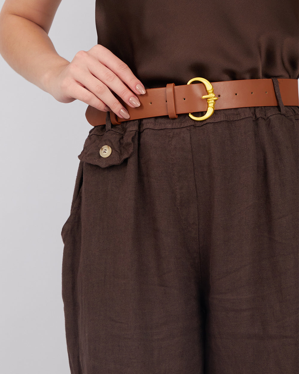 Brown Trousers With Elastic Waist