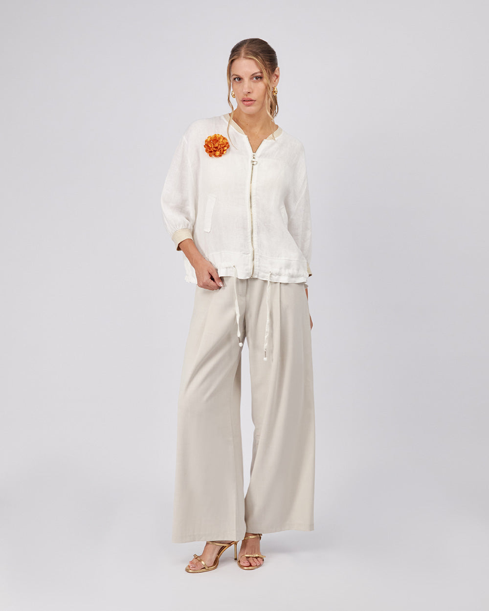 Adjustable Cream Jacket Zipper