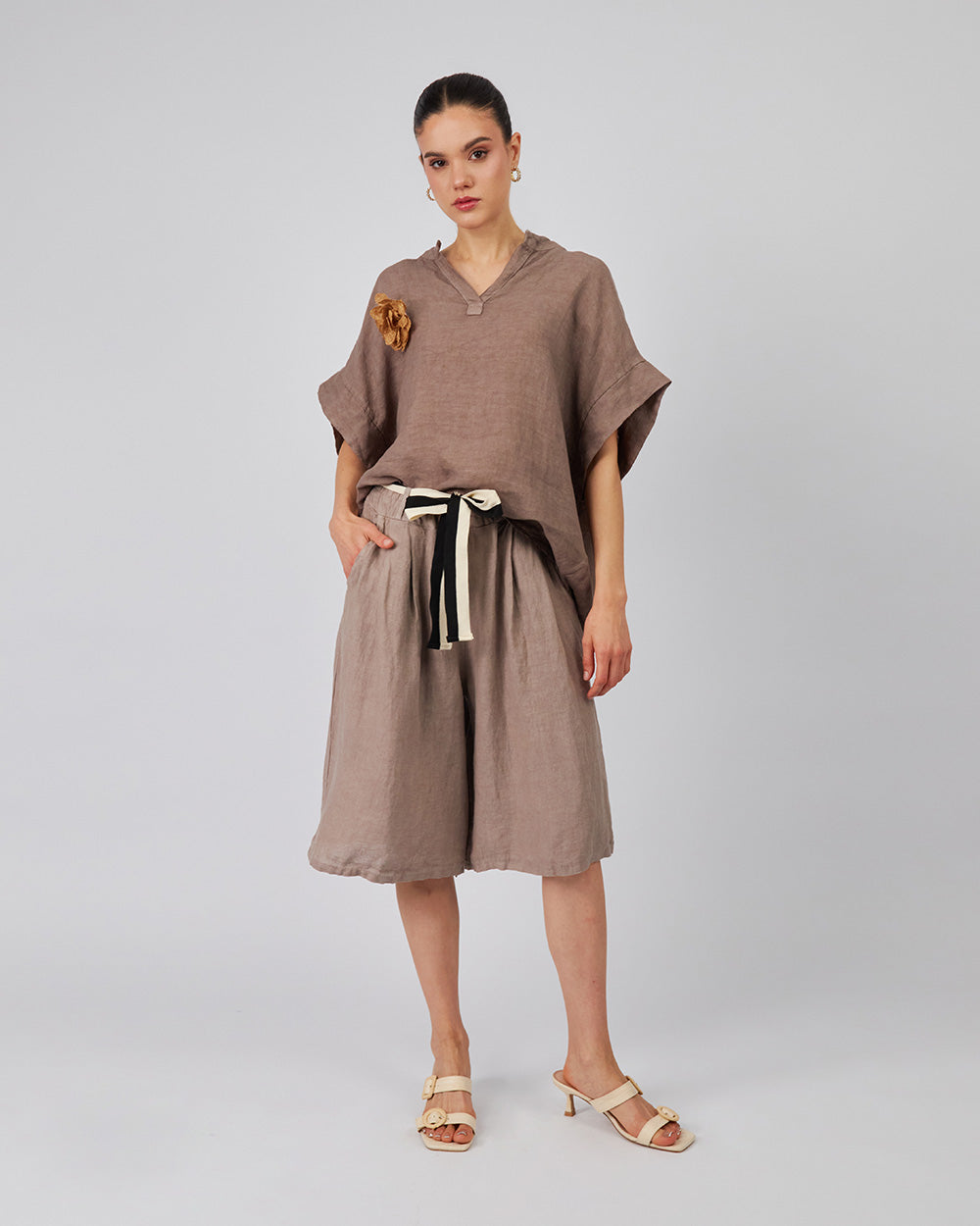 Chocolate Blouse 3D Fabric Flower