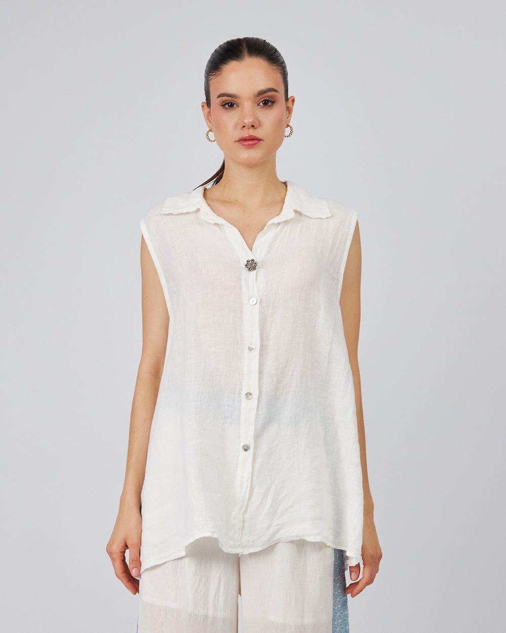 White Blouse Waist Tie