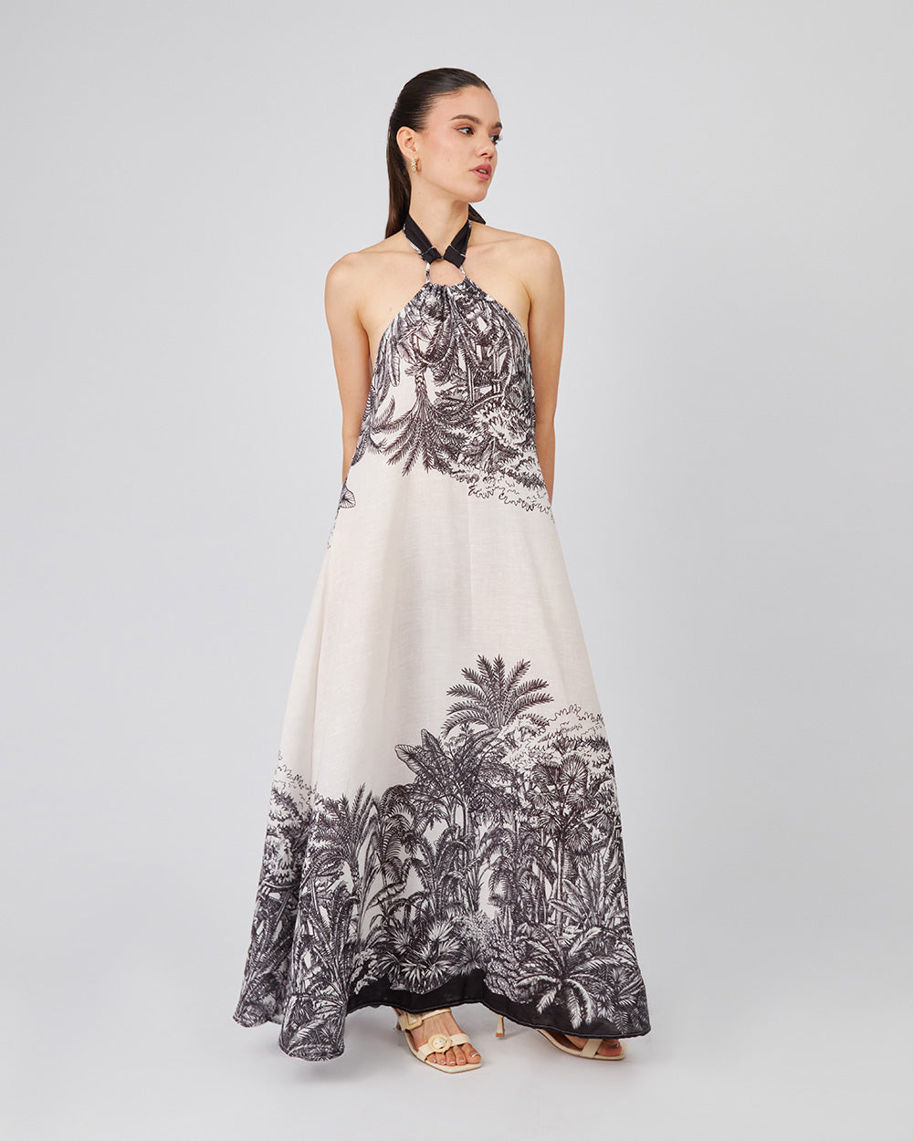 White Dress Black Palm Trees