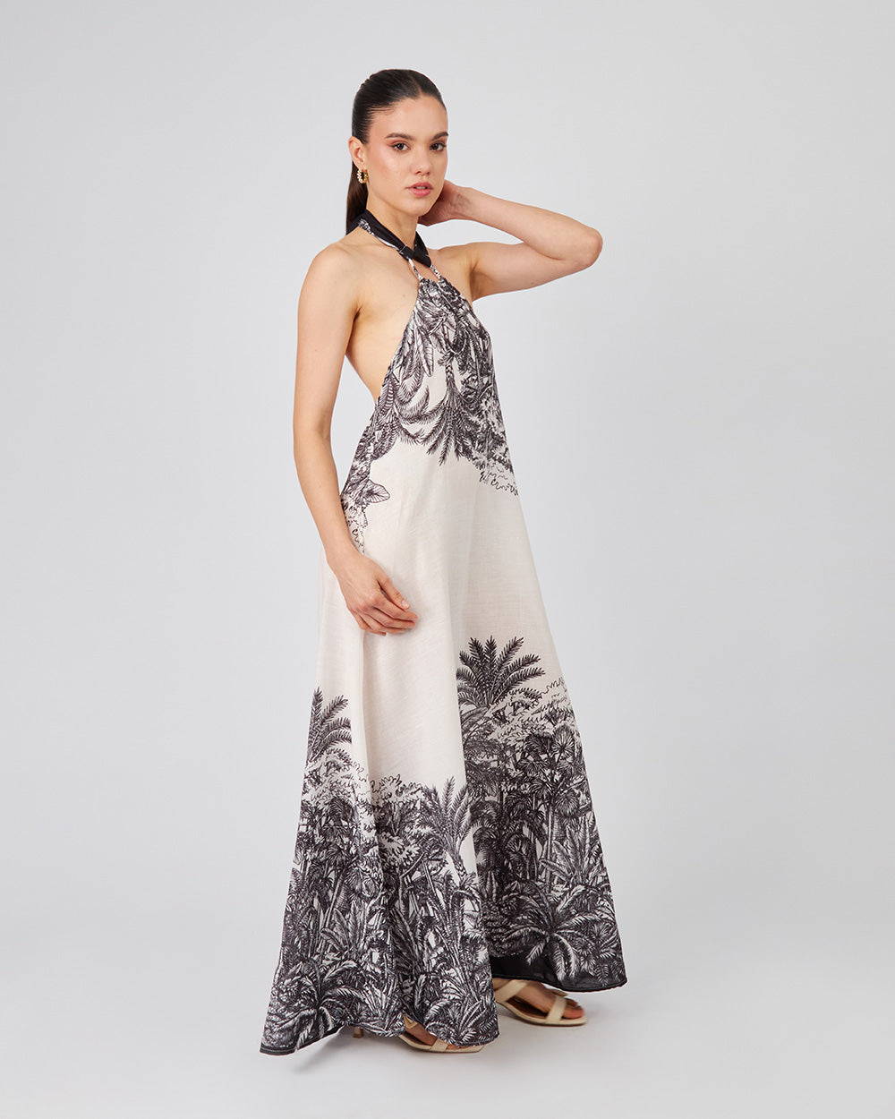 White Dress Black Palm Trees