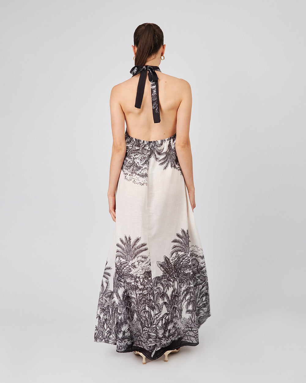 White Dress Black Palm Trees