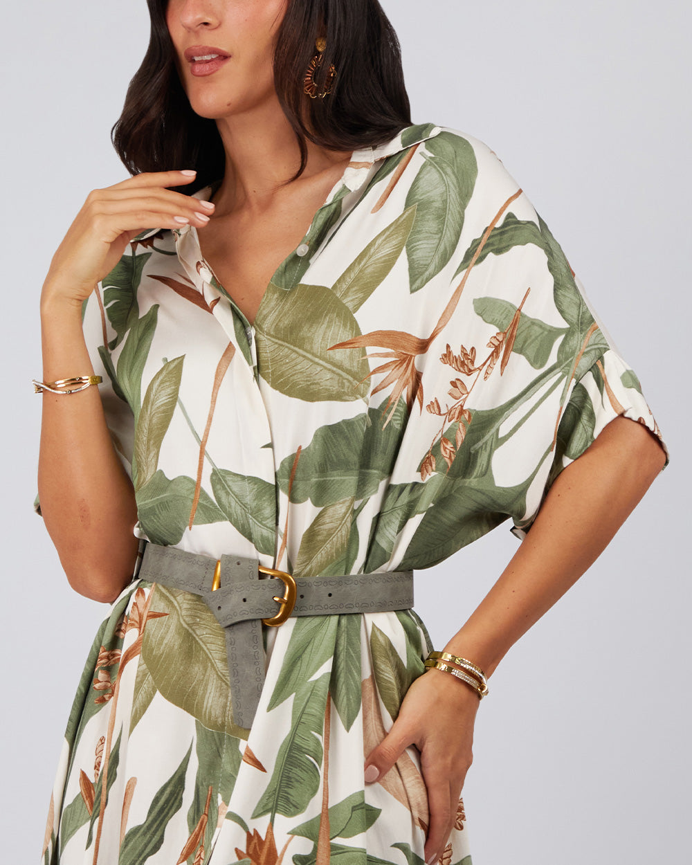 Cream Floral Shirt Dress