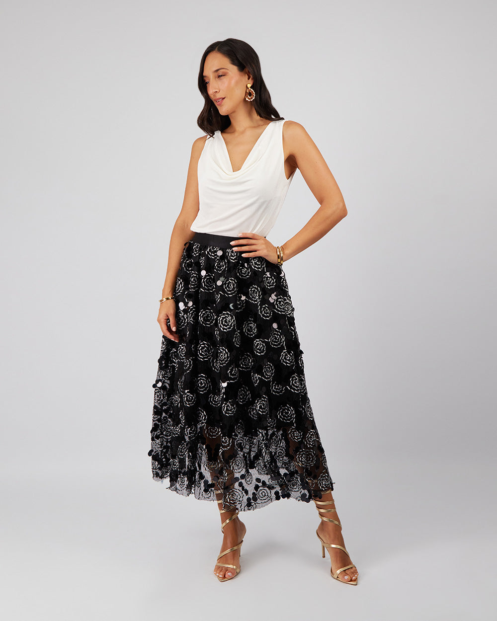 Black Sequined Skirt