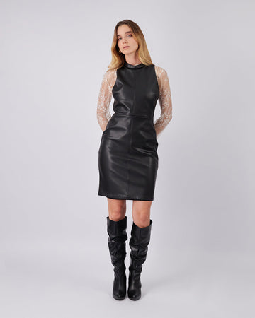 Vegan Leather Midi Dress