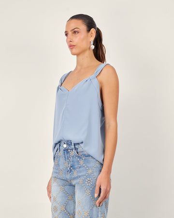 Light Blue V-Neck Tank Top