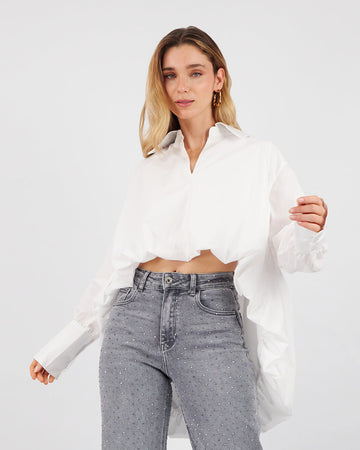 White Blouse With Balloon Ribbon