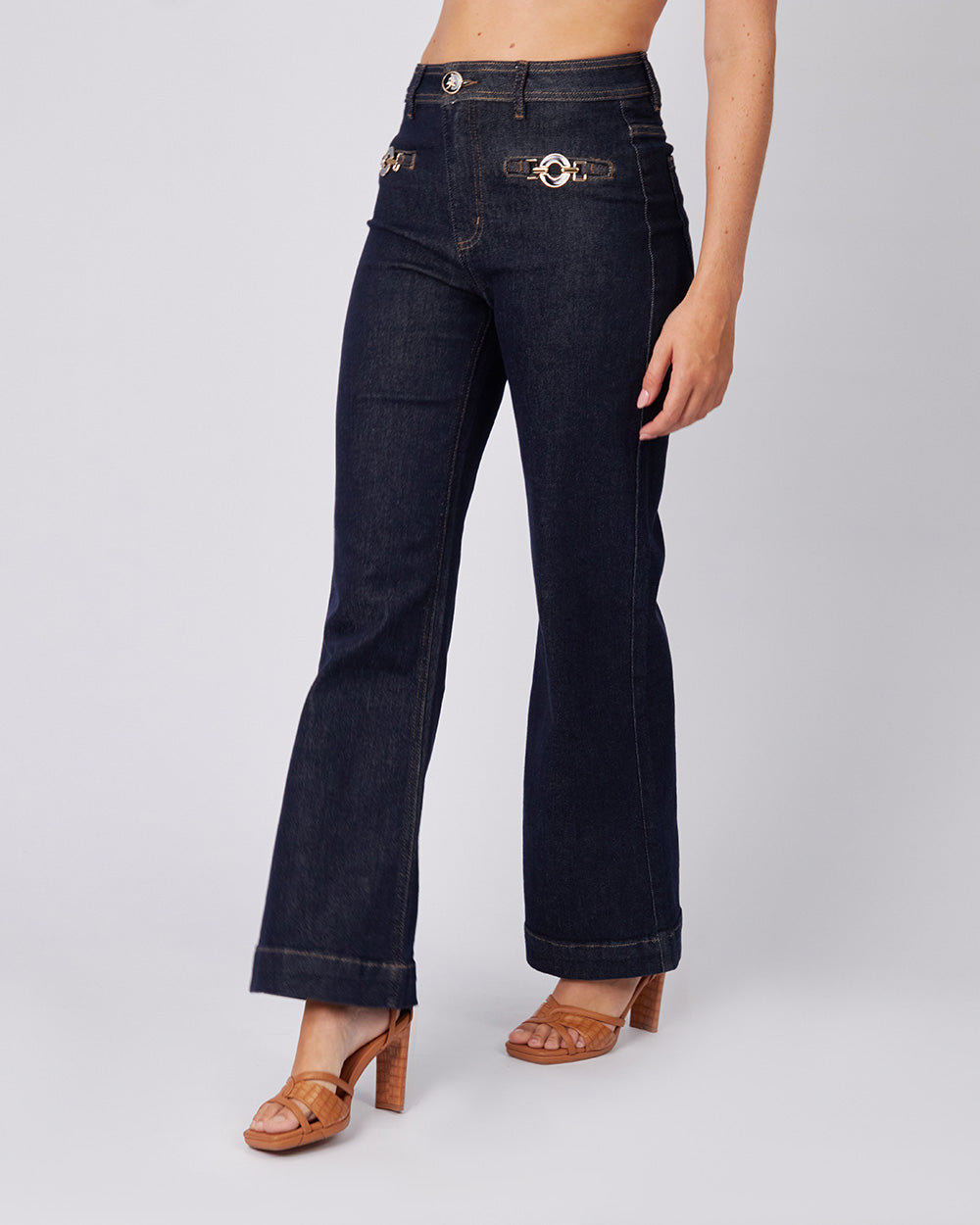 Blue Denim Pants Pocket Appliqué