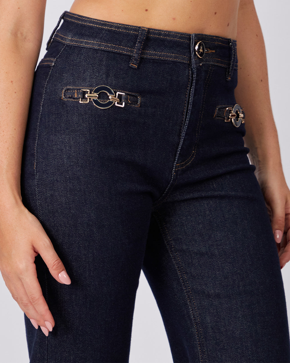 Blue Denim Pants Pocket Appliqué