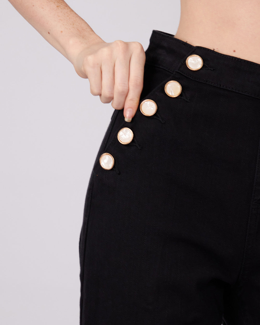 Black Trousers Side Buttons