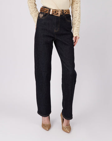 Blue Pants Animal Print Belt