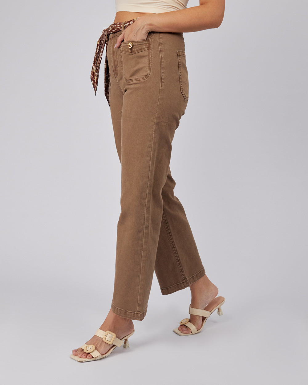 Cocoa Denim Pants Fabric Belt