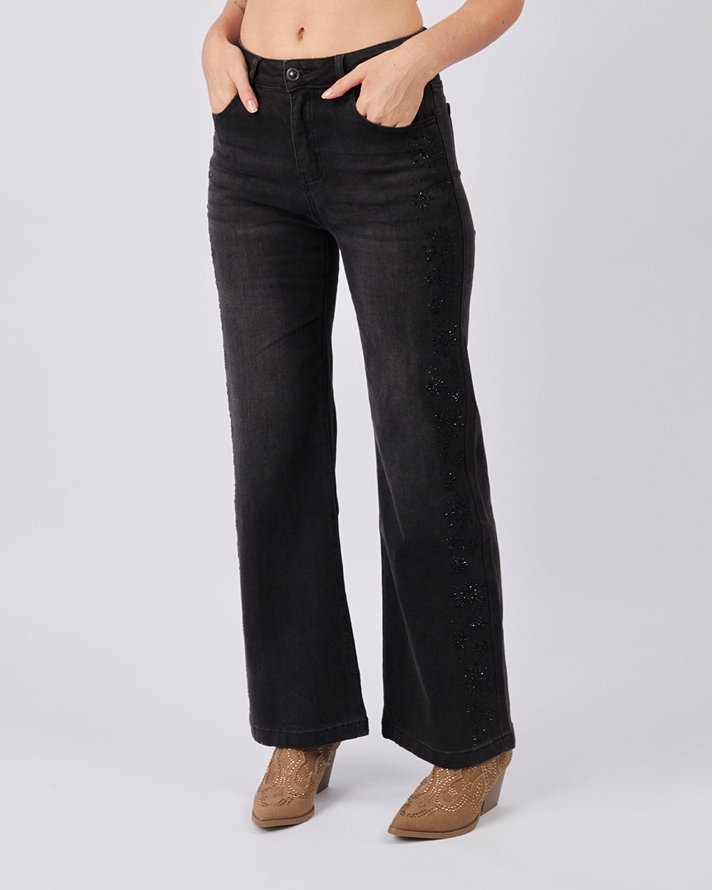 Graphite Sparkle Flower Pants