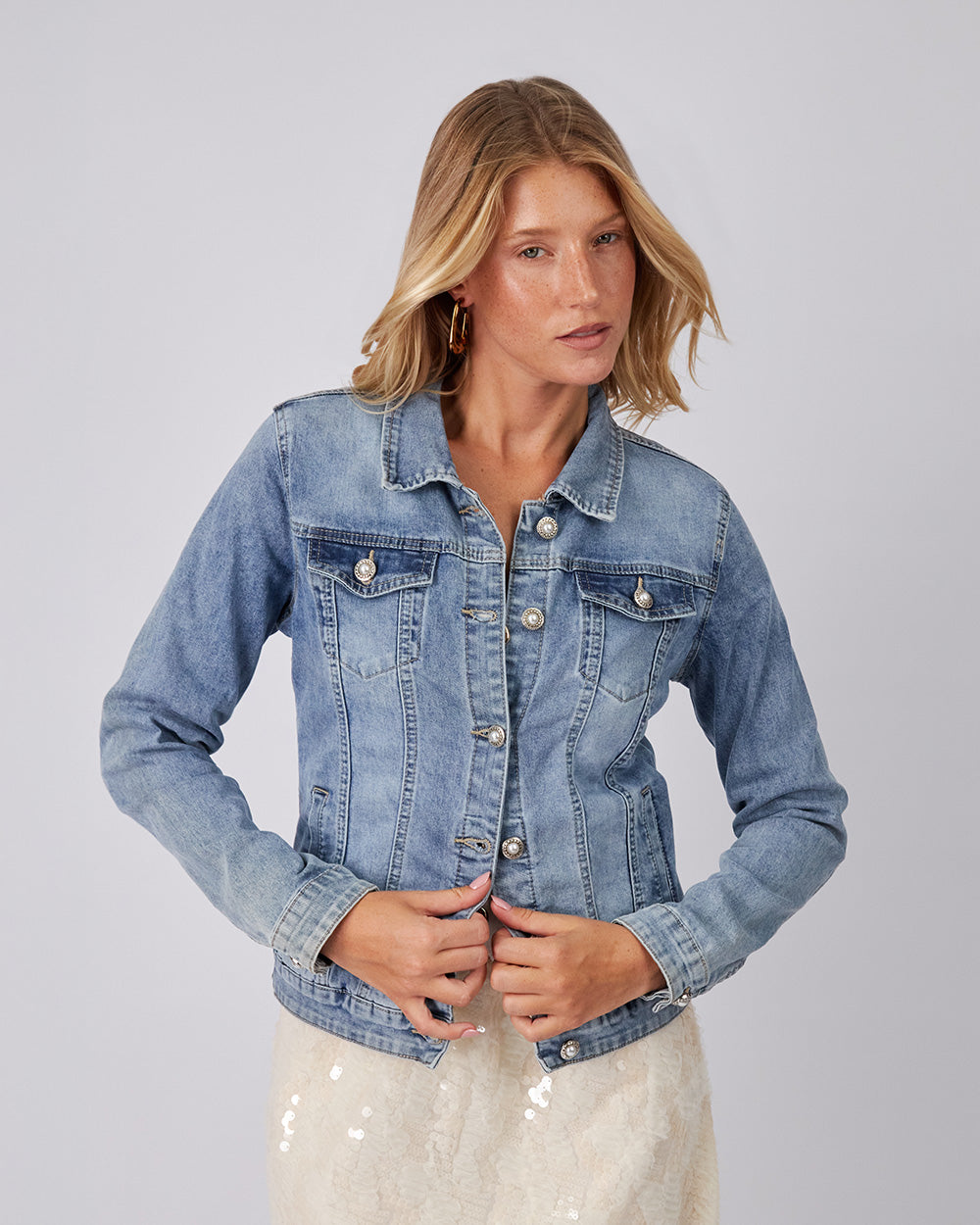 Light Blue Denim Mandala Jacket