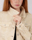 Beige Denim Jacket Embroidered Flowers