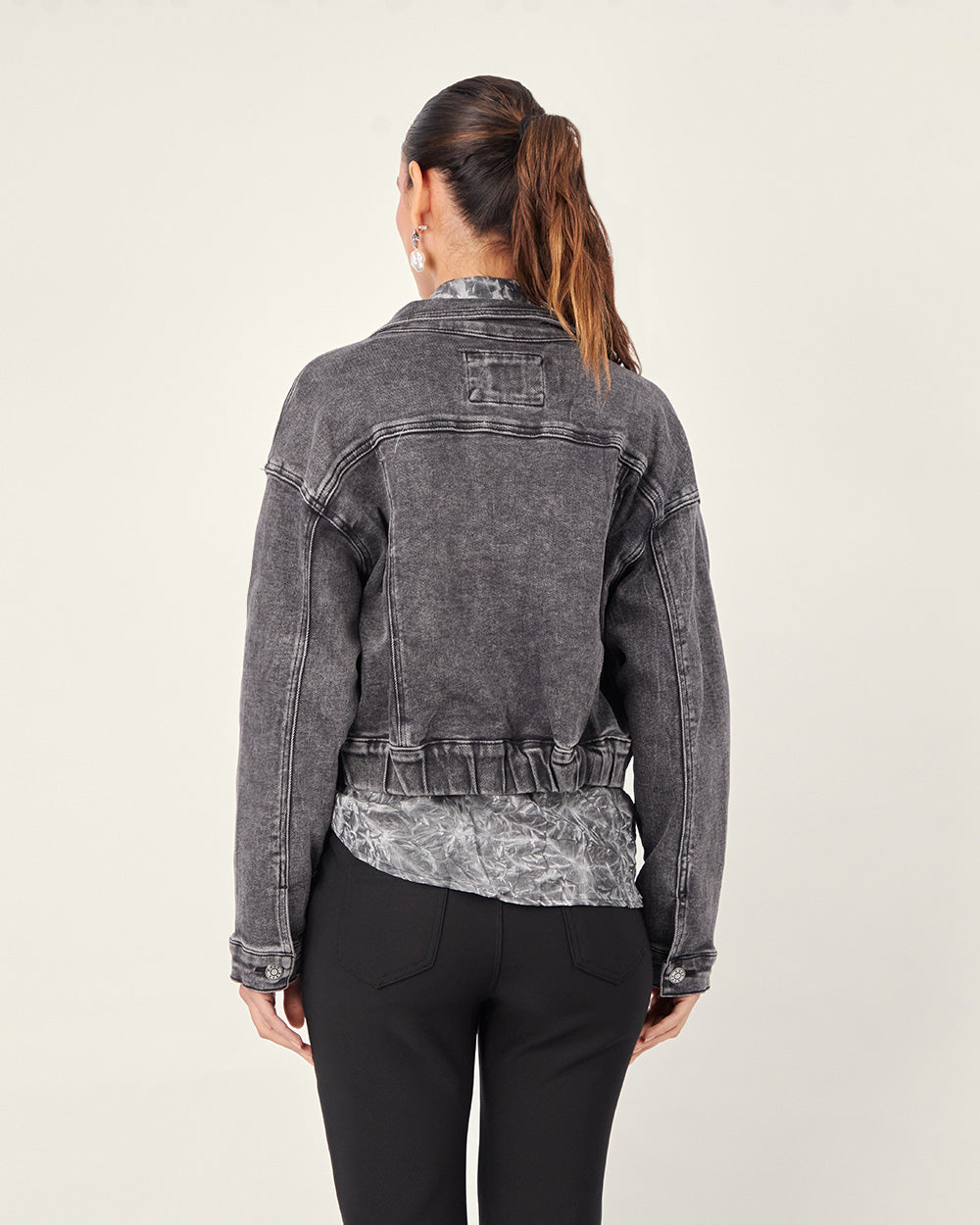 Graphite Neru-Collar Denim Jacket