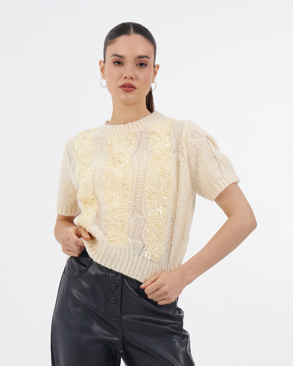 Cream Sequin Sweater
