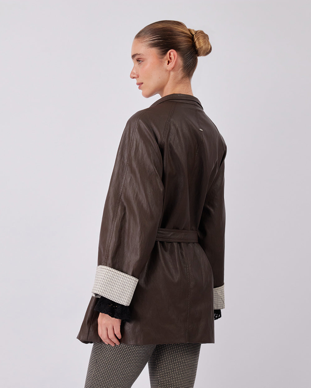 Brown Vegan Leather Coat