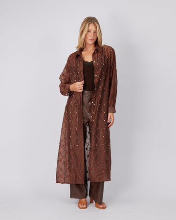 Brown Shirt Dress Rhinestones