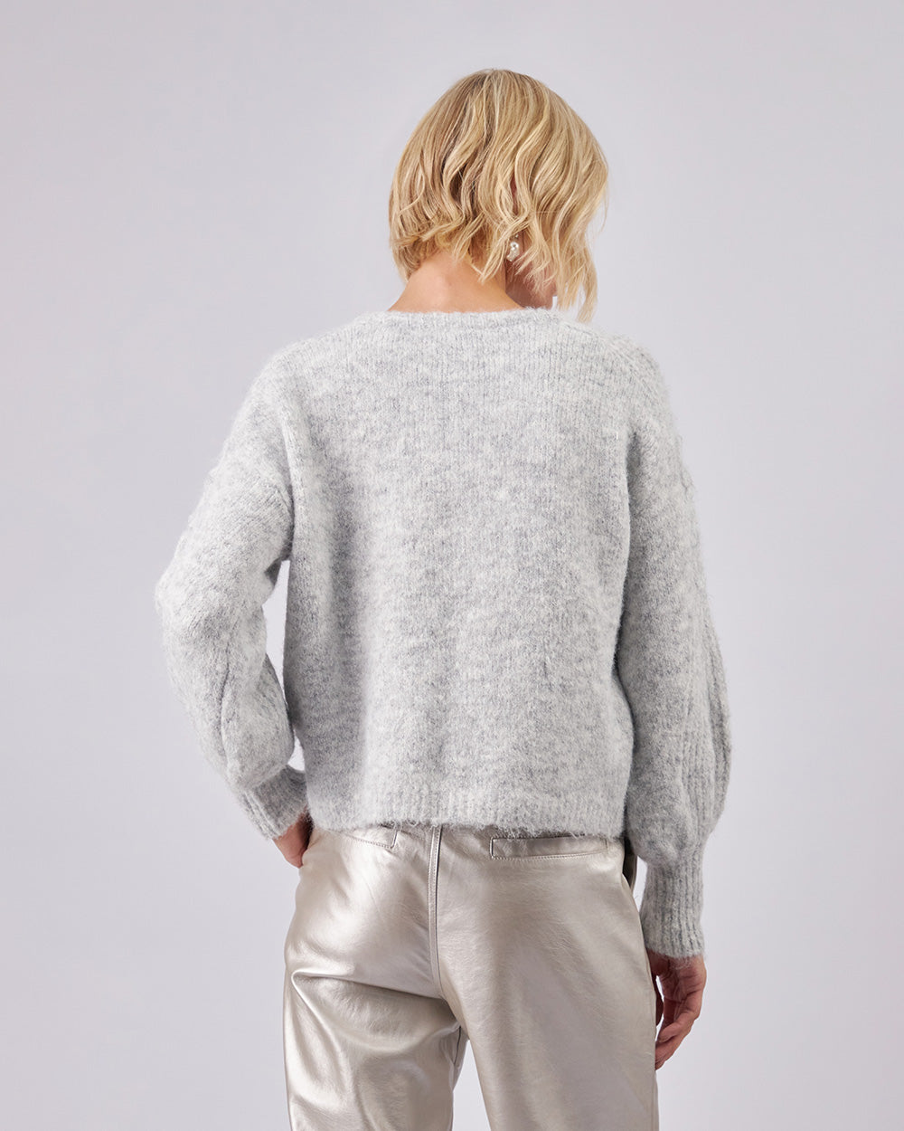 Grey Knitted Sweater With Applications