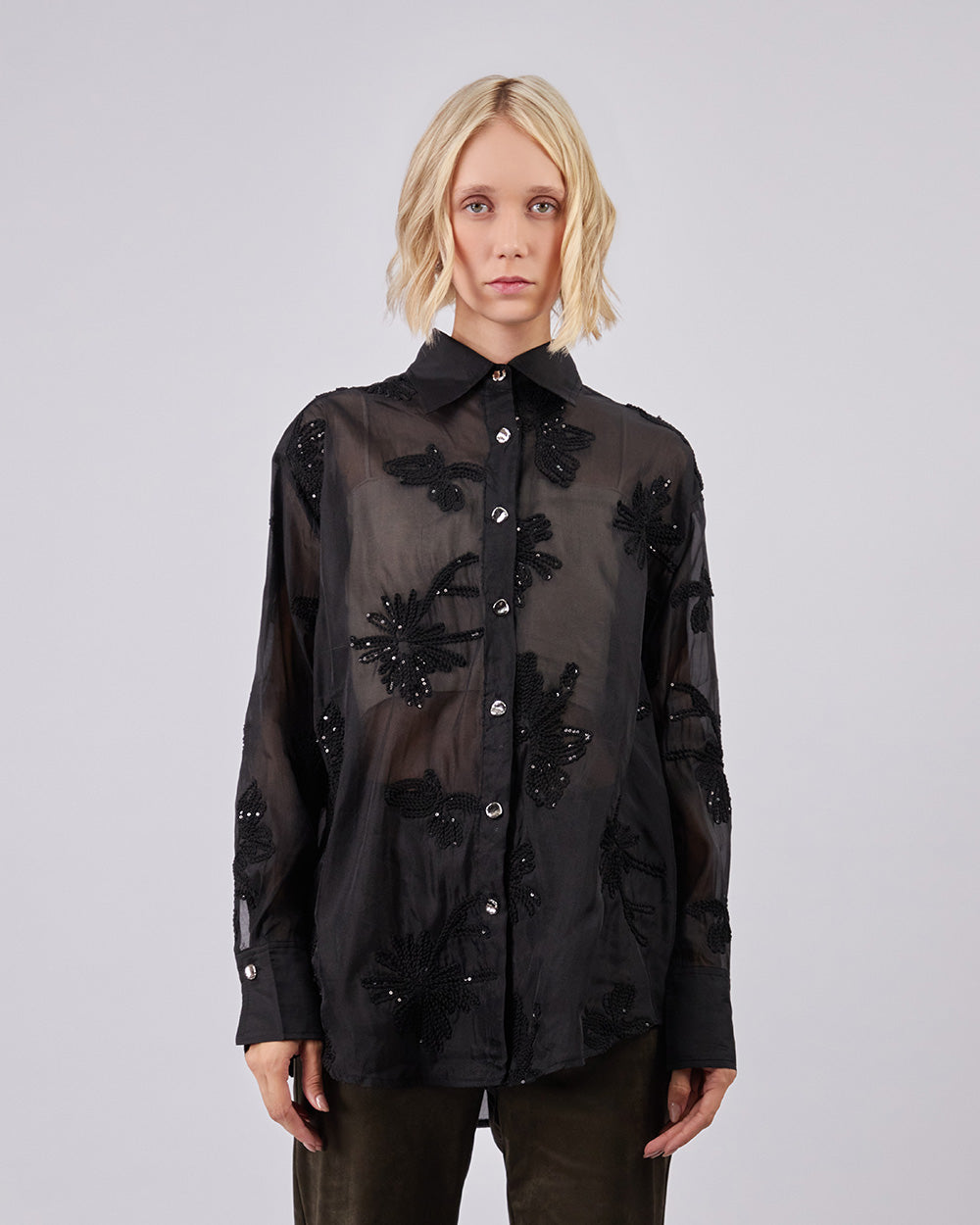 Black Shirt Flowers