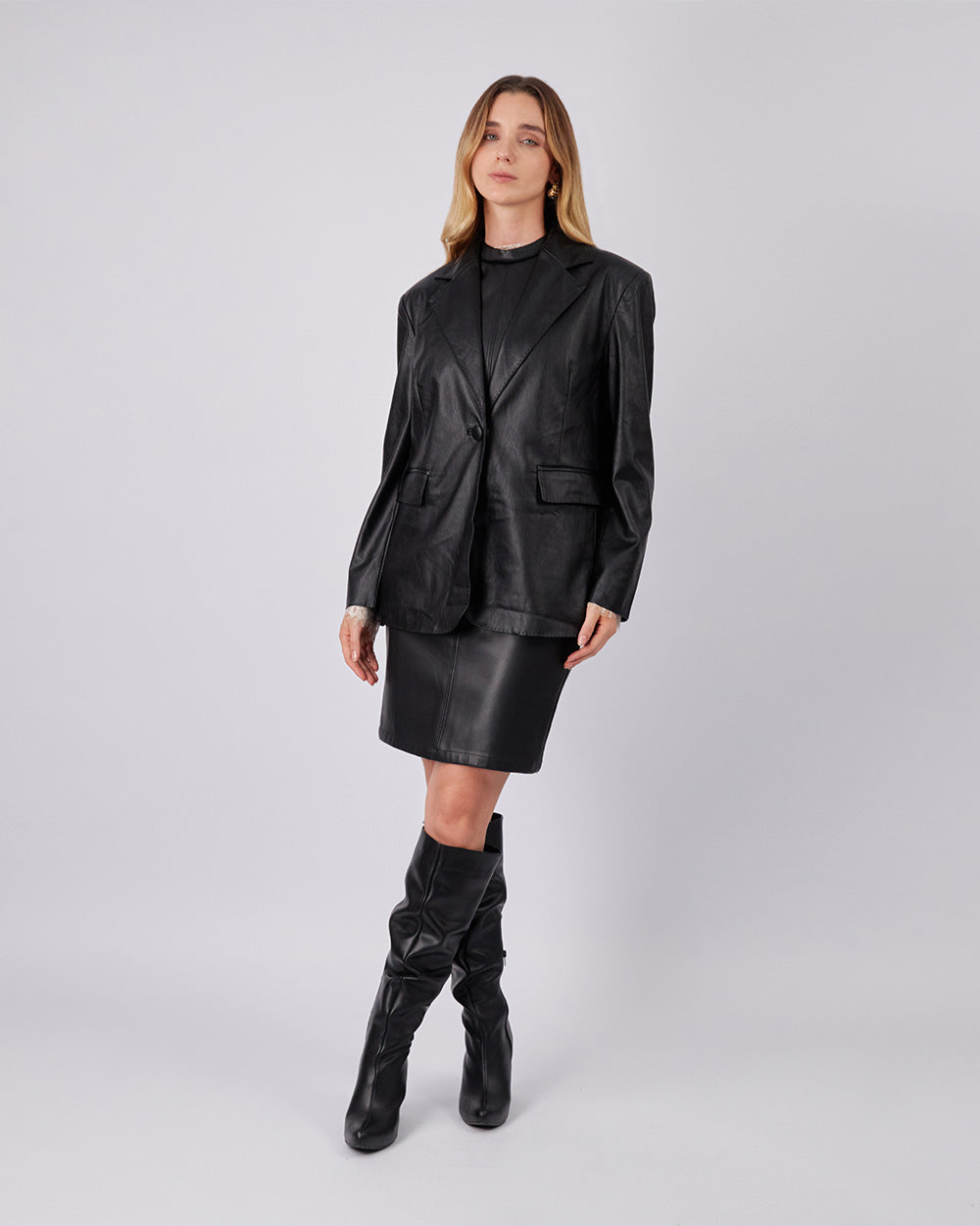 Black Vegan Leather Blazer