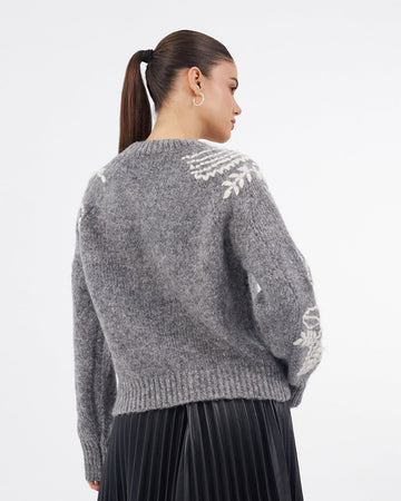 Gray Leaf Sweater