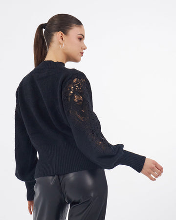 Black Openwork Sweater