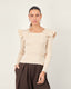 Beige Knit Square-Neck Sweater