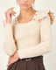 Beige Knit Square-Neck Sweater