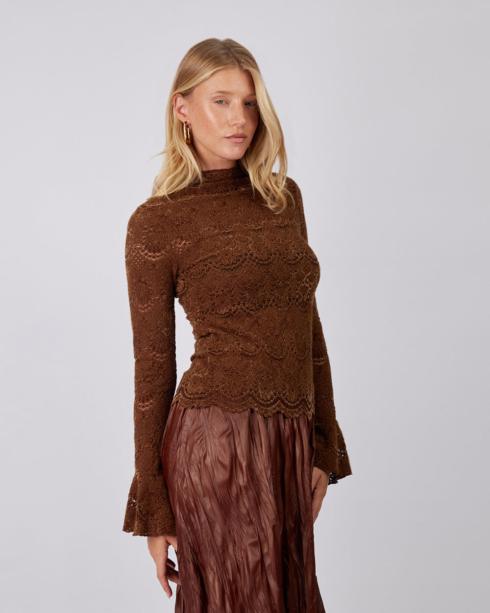 Coffee Lace Blouse