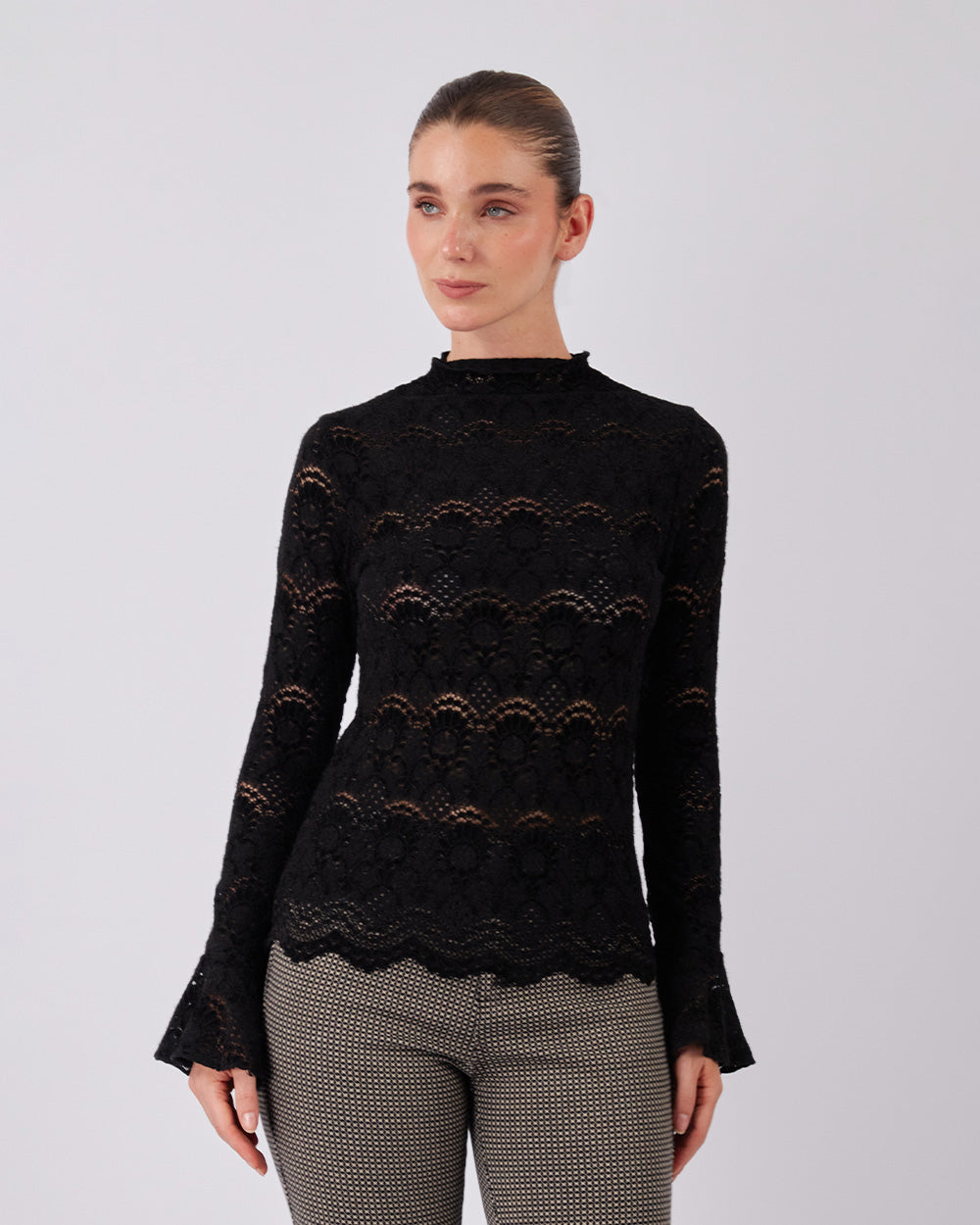 Black Suede Lace Blouse