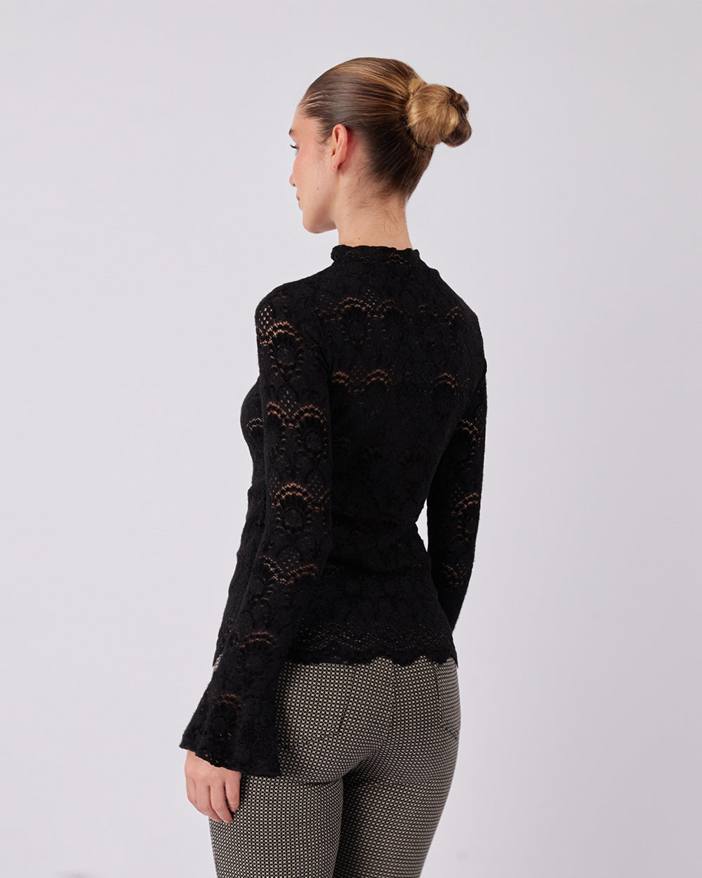 Black Suede Lace Blouse