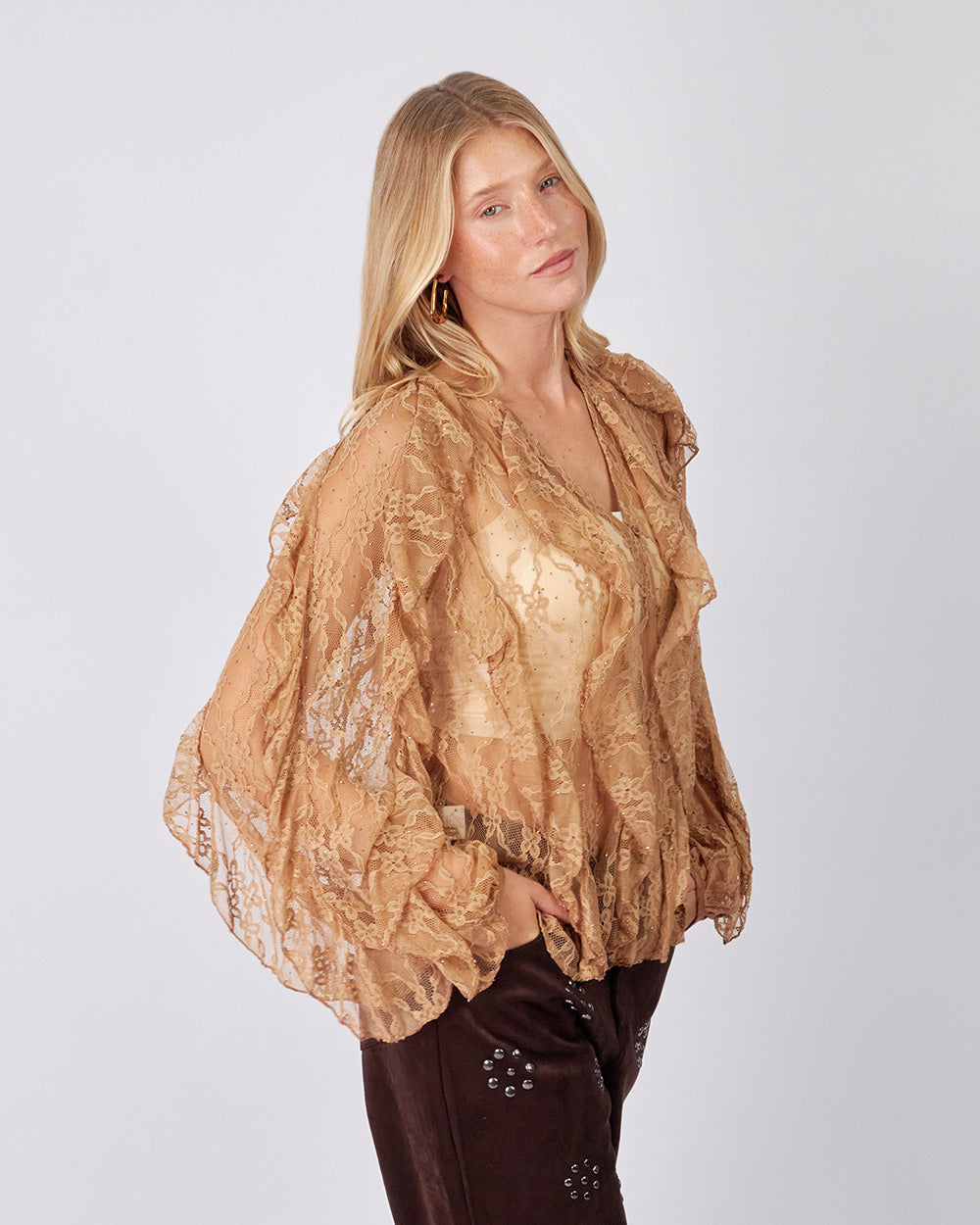 Beige Lace Blouse Sparkle