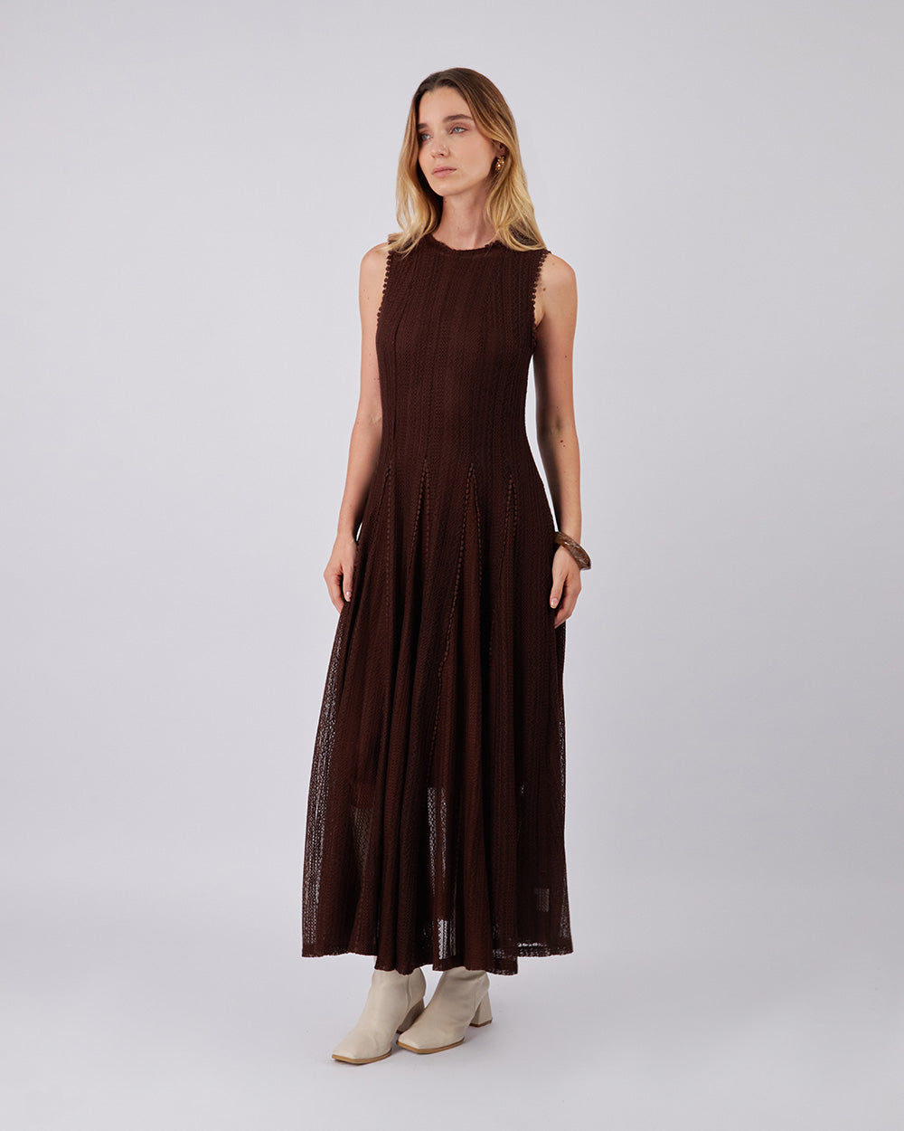 Brown Brocade Dress