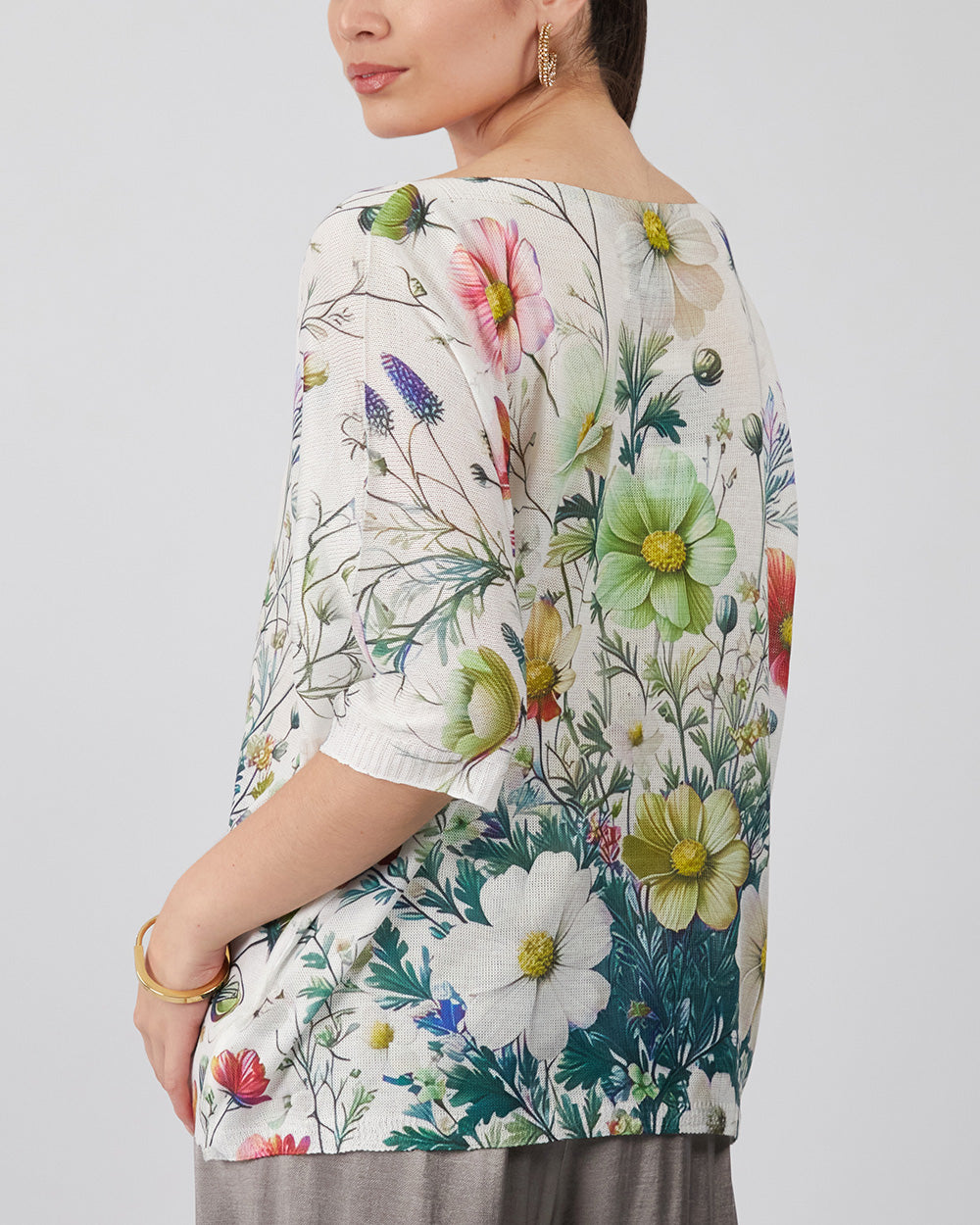 White Blouse With Green Flowers