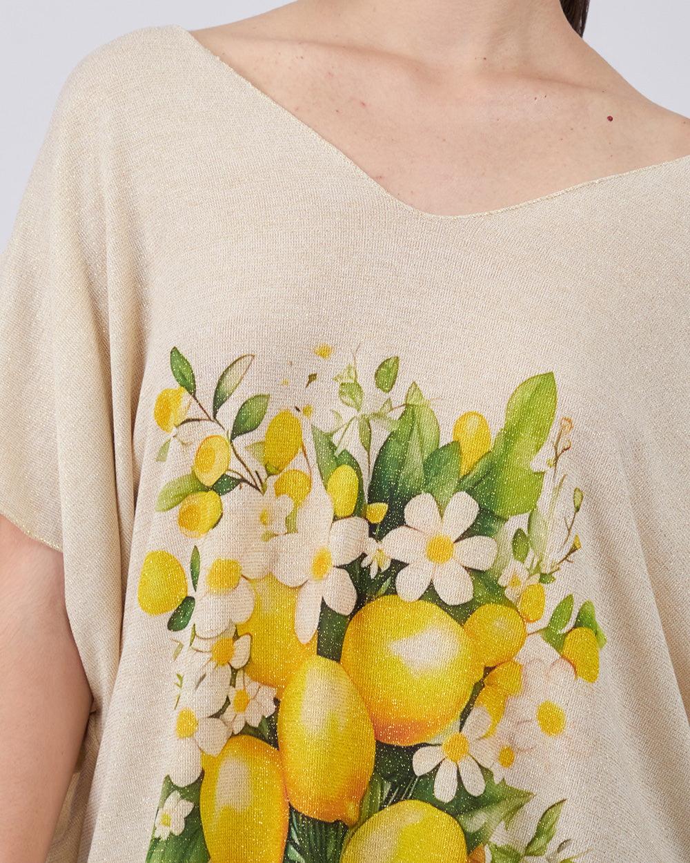 Beige Blouse Bouquet Of Lemons