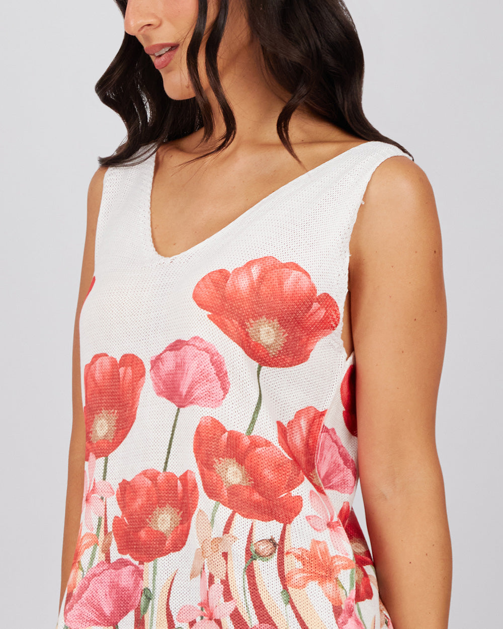 White Top Orange Floral Print