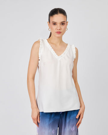White Slip Dress With Pleated Sleeves