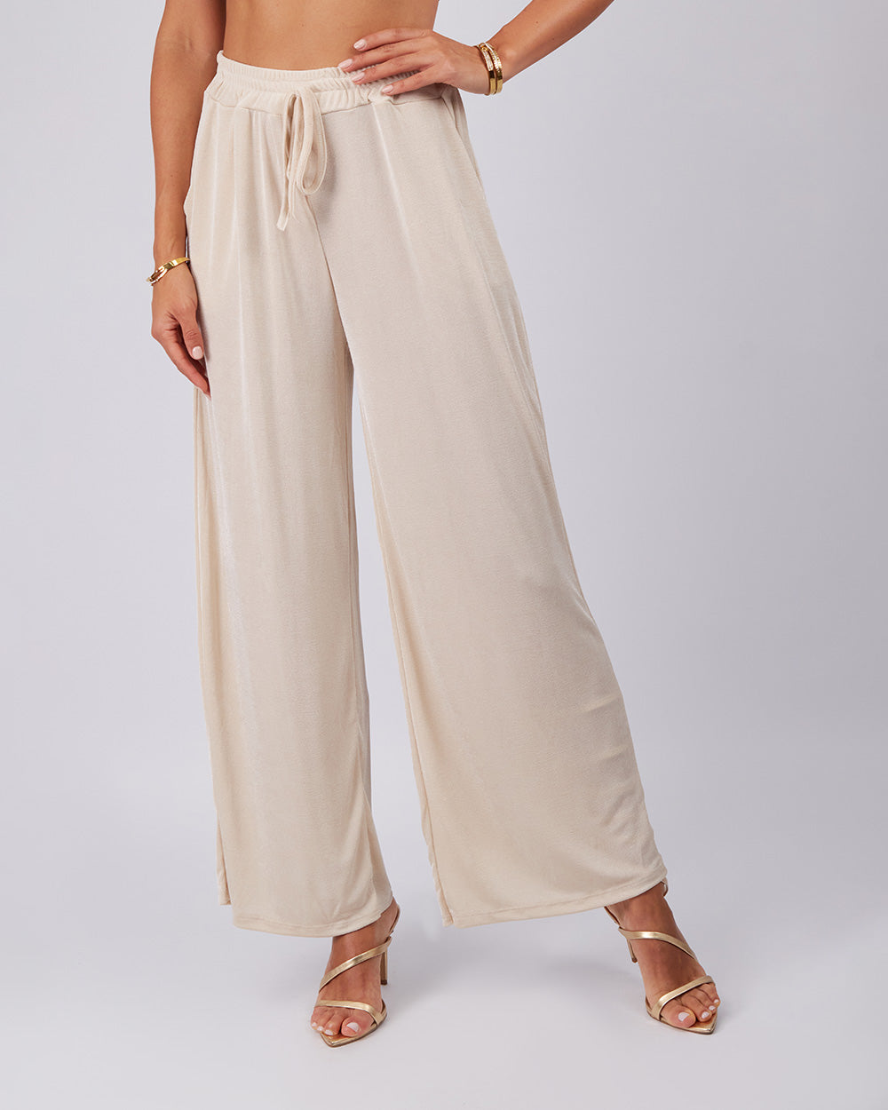 Beige Drawstring Pants