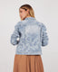 Light Blue Denim Jacket With White Flowers