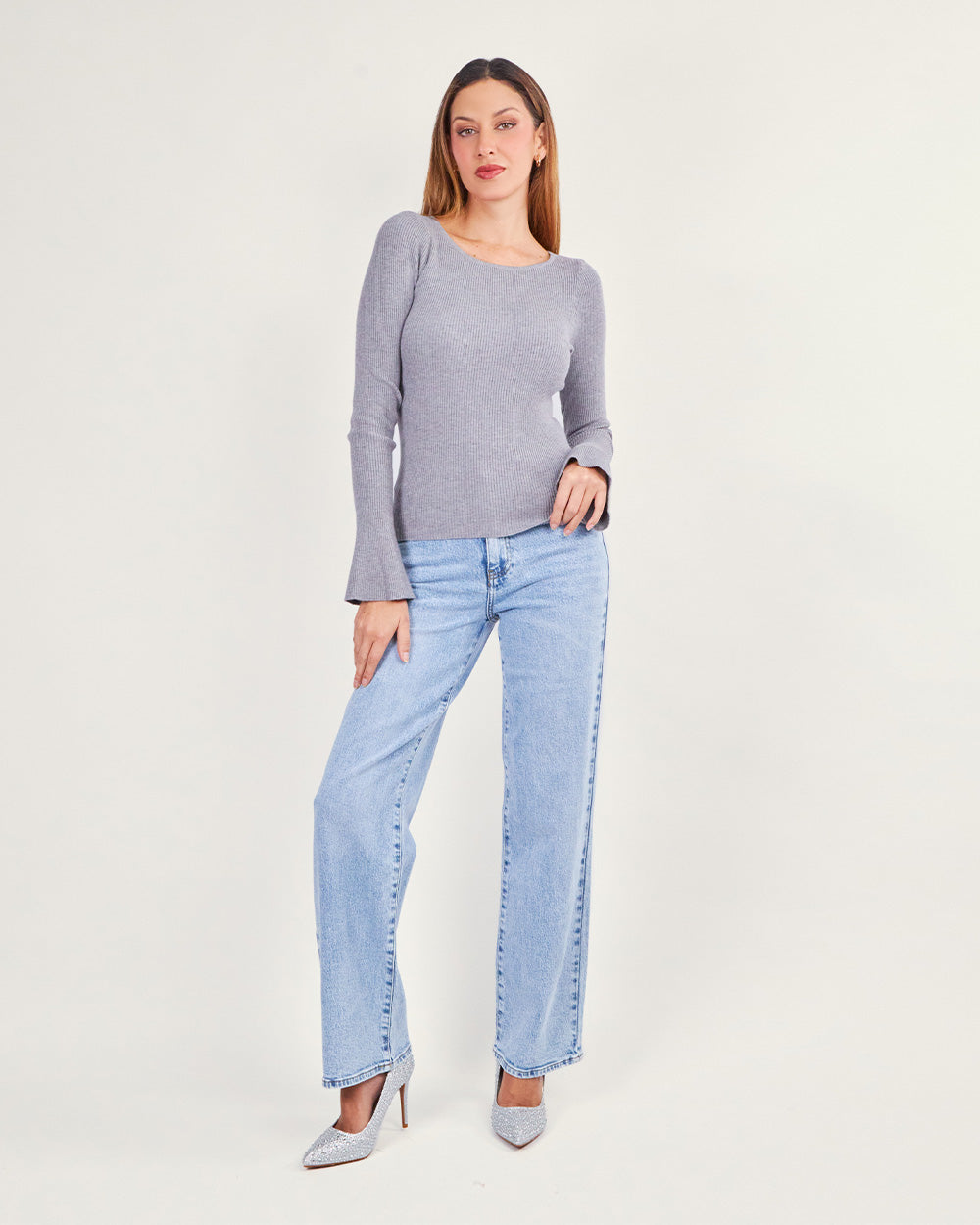 Gray boatneck sweater