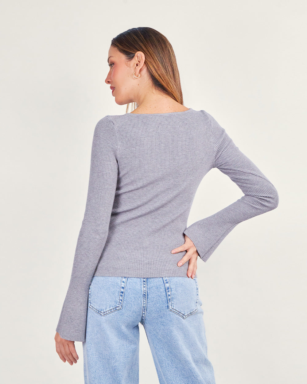 Gray boatneck sweater