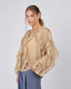 Beige Long Sleeve Blouse Ruffles
