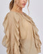 Beige Long Sleeve Blouse Ruffles