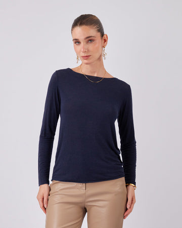 Blue Long-Sleeved Blouse