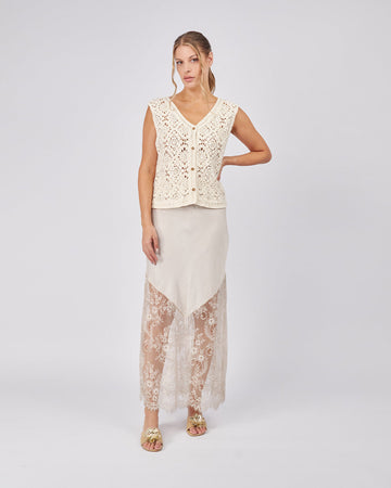 Beige Silk Skirt Lace